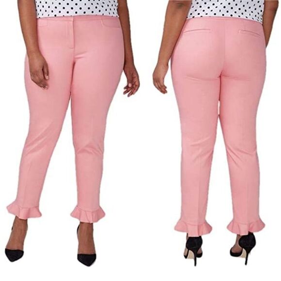 LANE BRYANT The Allie Pink Mod Ruffle Hem Ankle Pants 18 - Picture 6 of 6